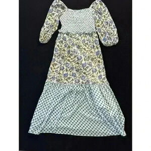 Taylor smocked maxi green/blue floral maxi dress wedding guest dress cottagecore